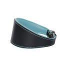  Ace Traditional Leather Dog Collar lined with super SOFT leather ::BABY BLUE LINING::